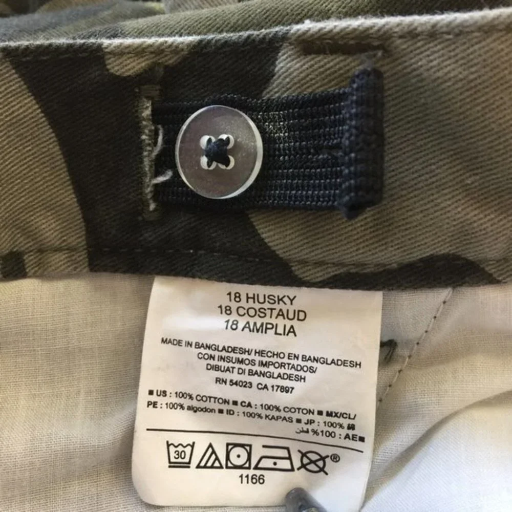 Old Navy‎ Boys Camo Camouflage Cargo Shorts Green Adjustable Waist 18 Husky